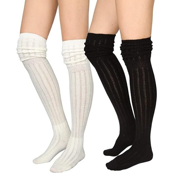 Knee High Socks Lace Long Warm Stockings Boots Dress Slouch Winter Fall NWT - Picture 1 of 6